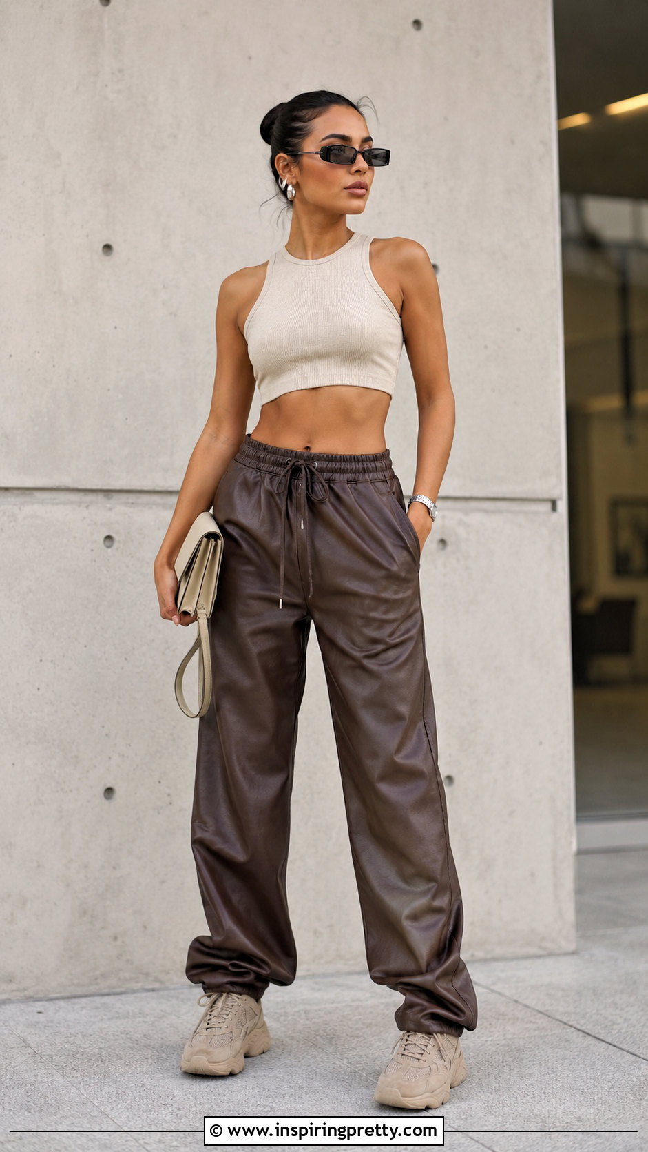 Yeezy Crop Top With Faux Leather Pants - 20 Yeezy Crop Top outfit ideas