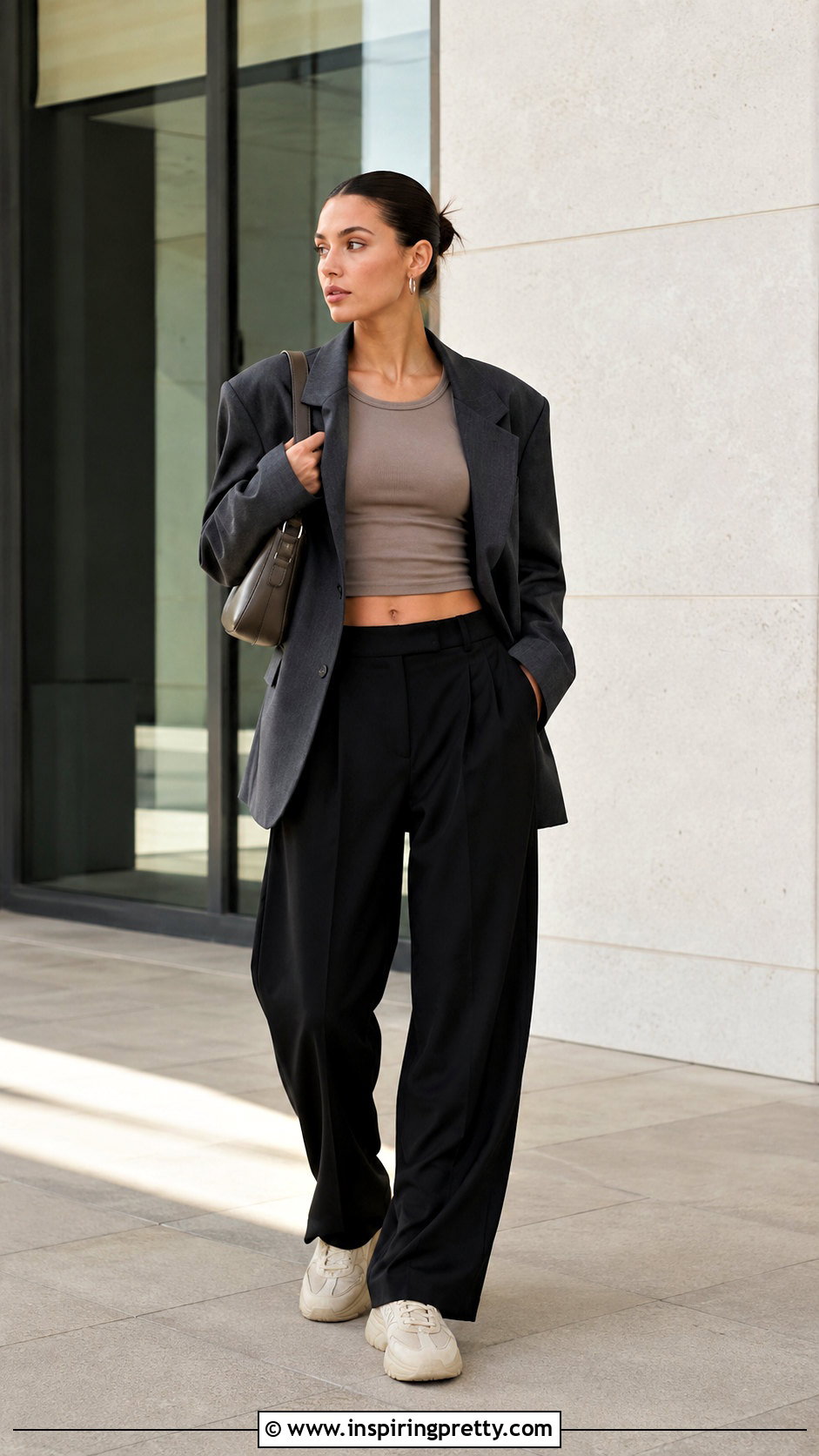 Yeezy Crop Top With Oversized Blazer - 20 Yeezy Crop Top outfit ideas