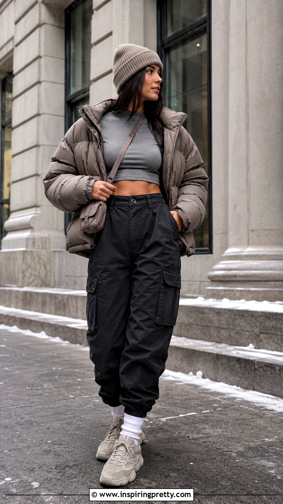 Yeezy Crop Top With Puffer Jacket - 20 Yeezy Crop Top outfit ideas