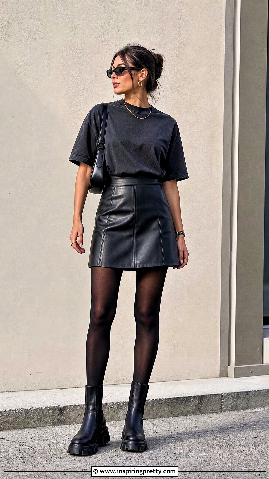 Yeezy Heavyweight Tee With Mini Skirt - 20 Yeezy Tops outfit ideas