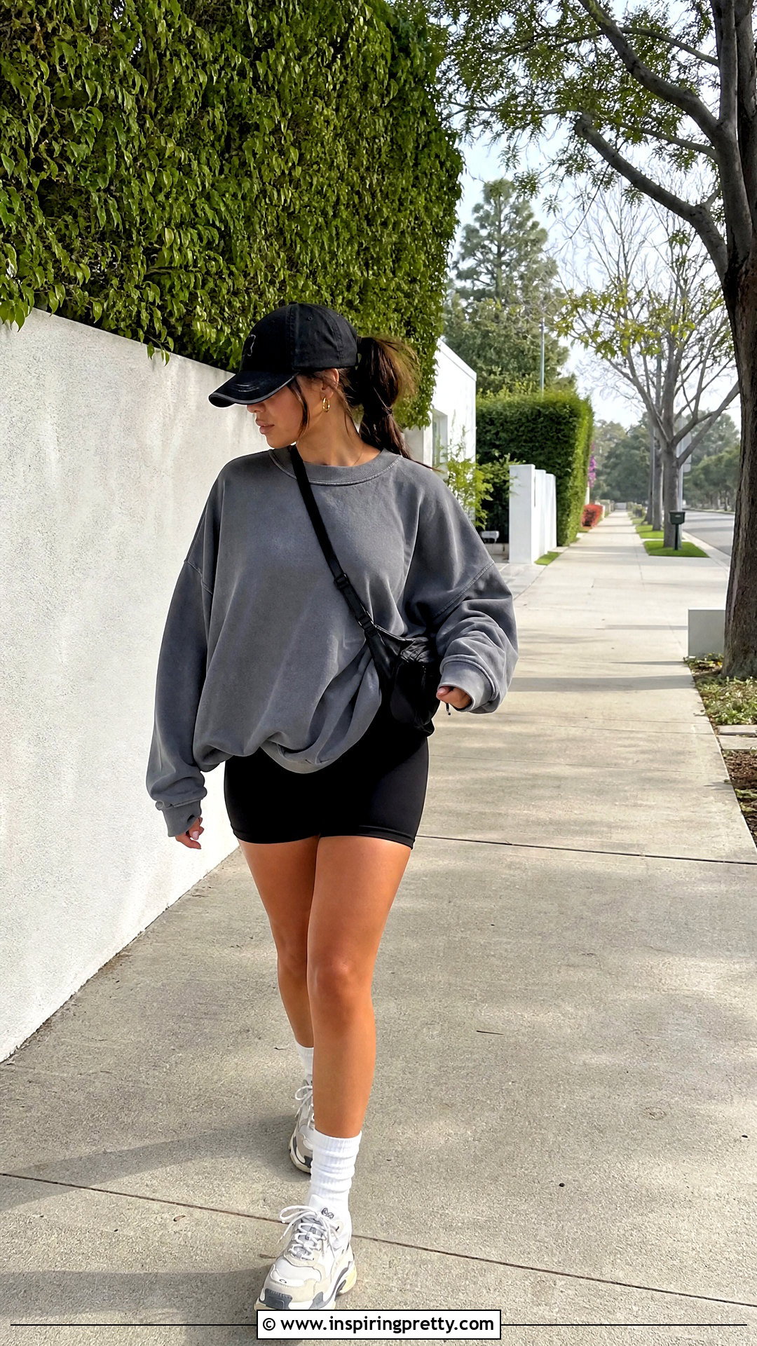 Yeezy Sweatshirt With Biker Shorts - 20 Yeezy Tops outfit ideas
