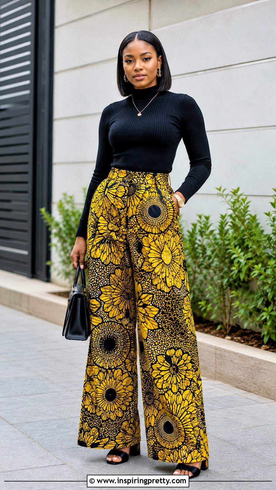 Yellow Ankara Palazzo Pants With Black Top - 50 ankara palazzo pants and top