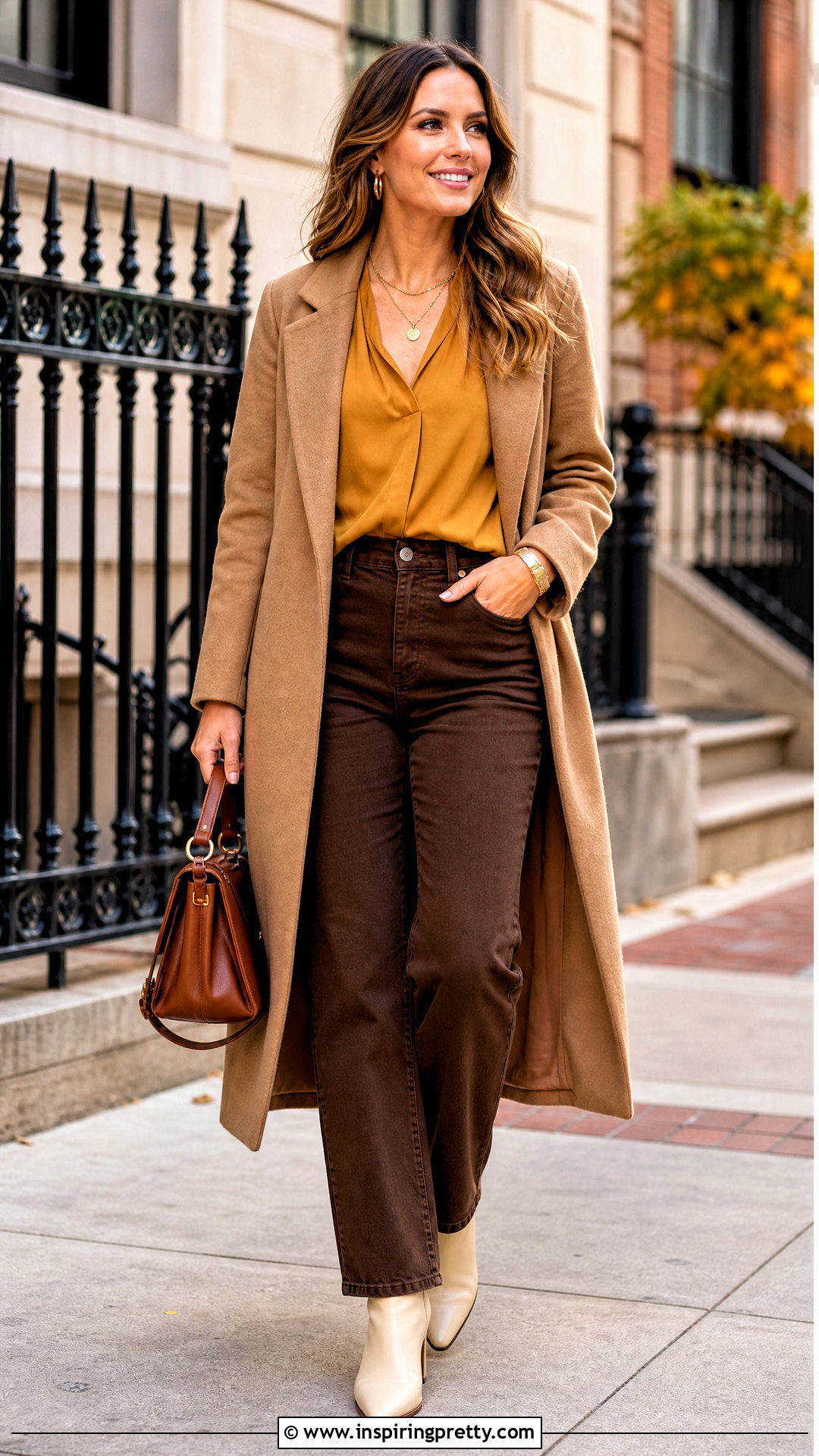 Yellow Blouse With Chocolate Brown Jeans - 50 yellow top outfit aesthetic ideas