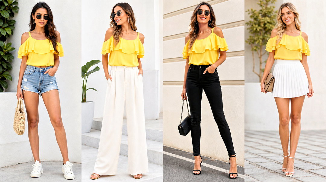20 Yellow Cold Shoulder Top Outfit Ideas for Sunny Days