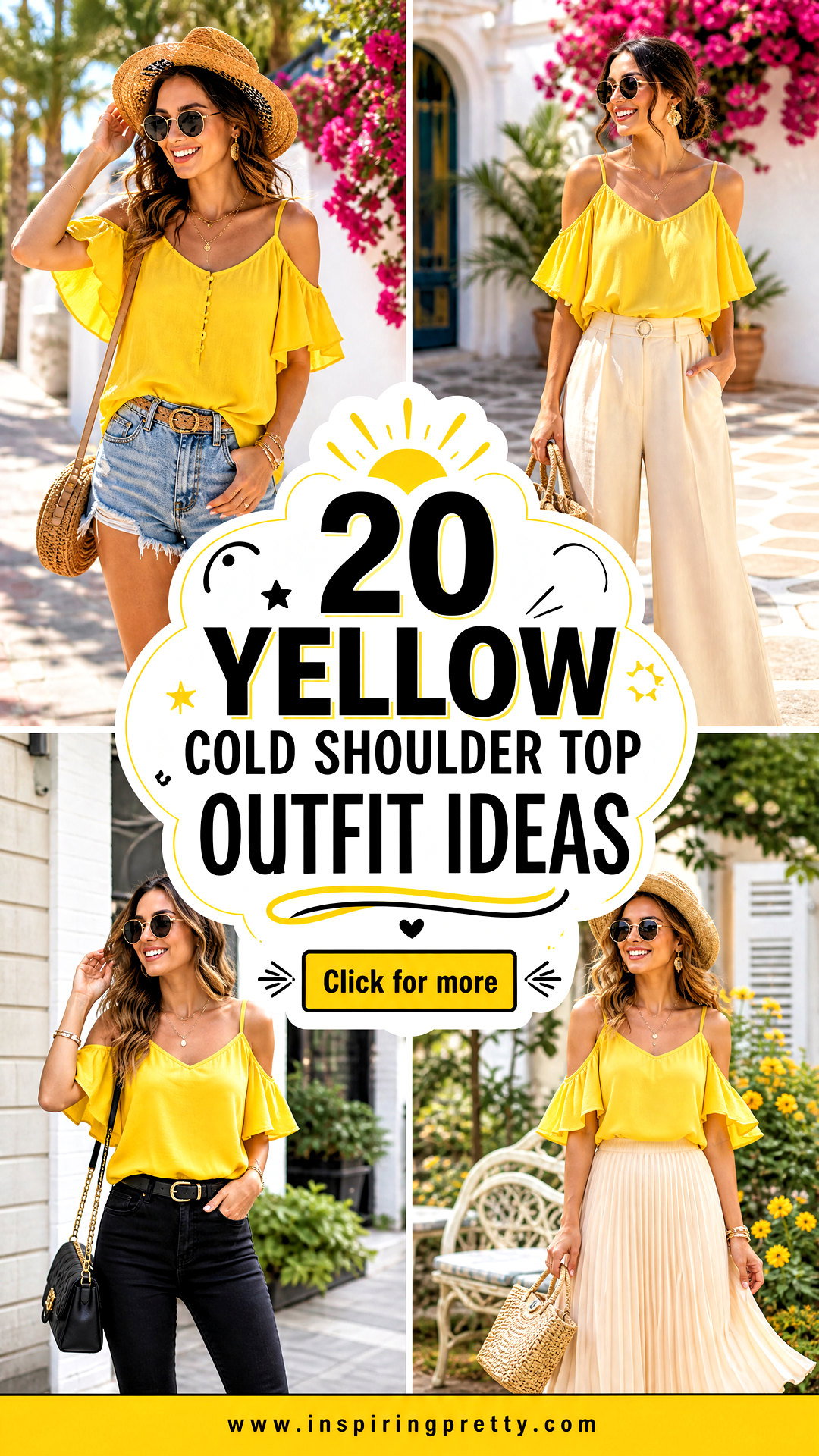 20 Yellow Cold Shoulder Top Outfit Ideas for Sunny Days - 20 Yellow Cold Shoulder Top Outfit Ideas for Sunny Days