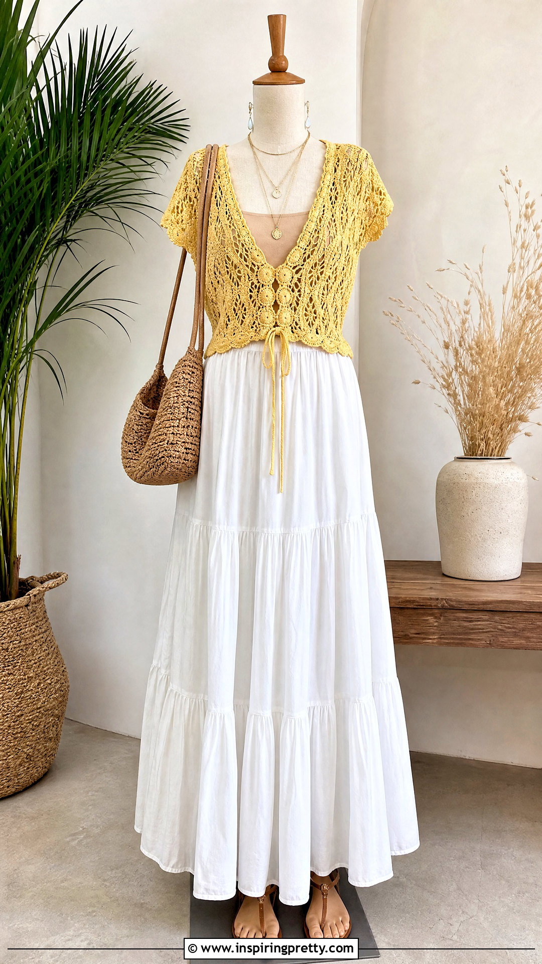 Yellow Crochet Top With White Maxi Skirt - 20 yellow crochet top on mannequin outfit ideas