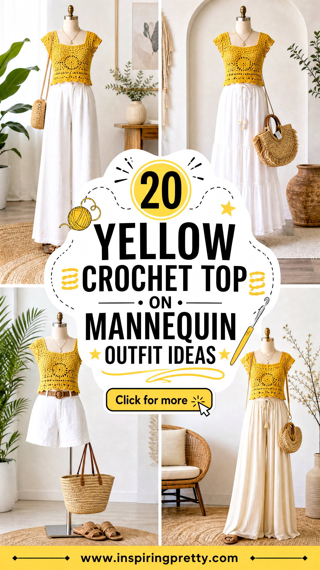 20 Yellow Crochet Top on Mannequin Outfit Ideas to Inspire - 20 Yellow Crochet Top on Mannequin Outfit Ideas to Inspire