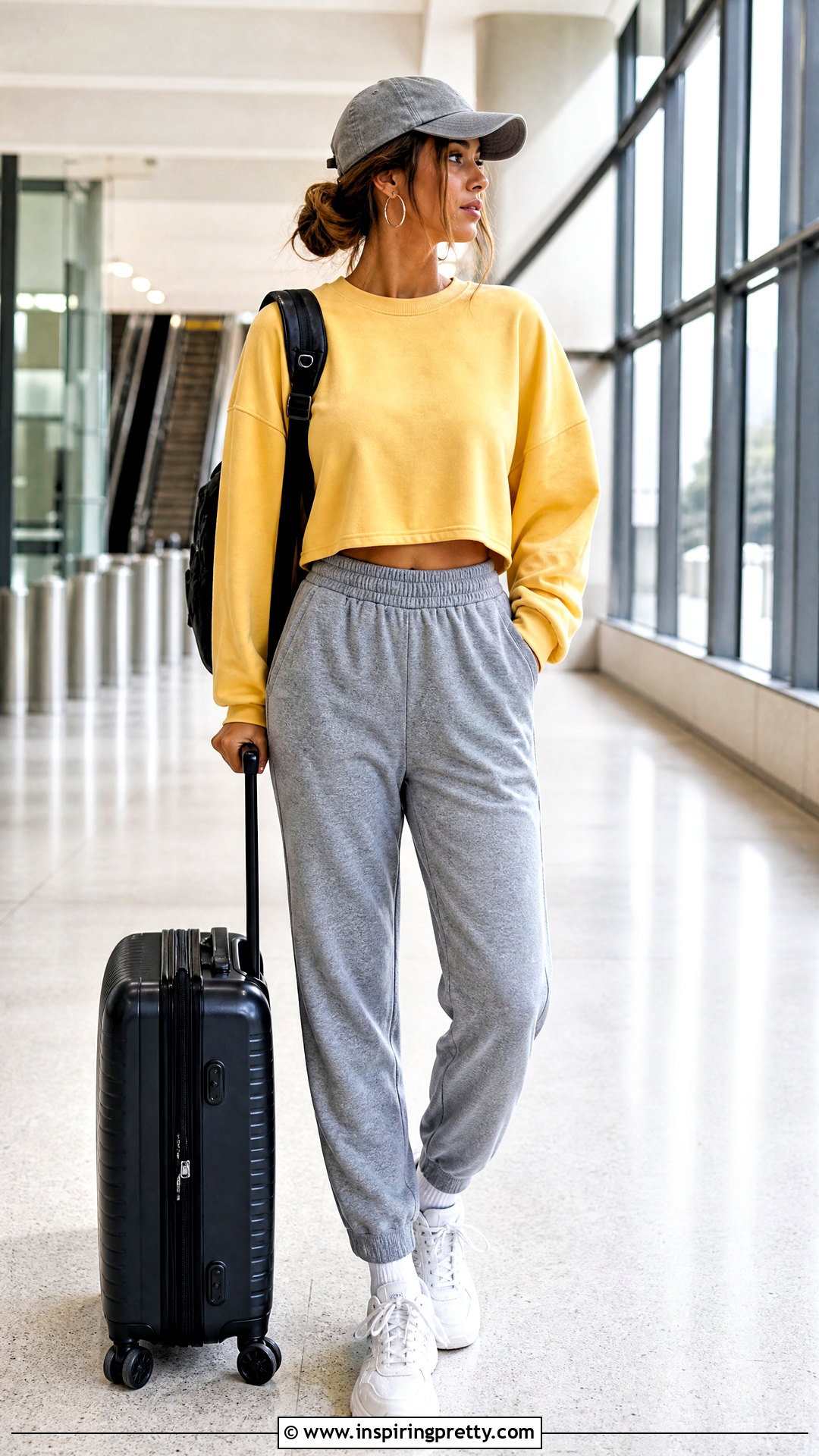 Yellow Crop Top With Gray Sweatpants - 50 yellow crop top outfit ideas