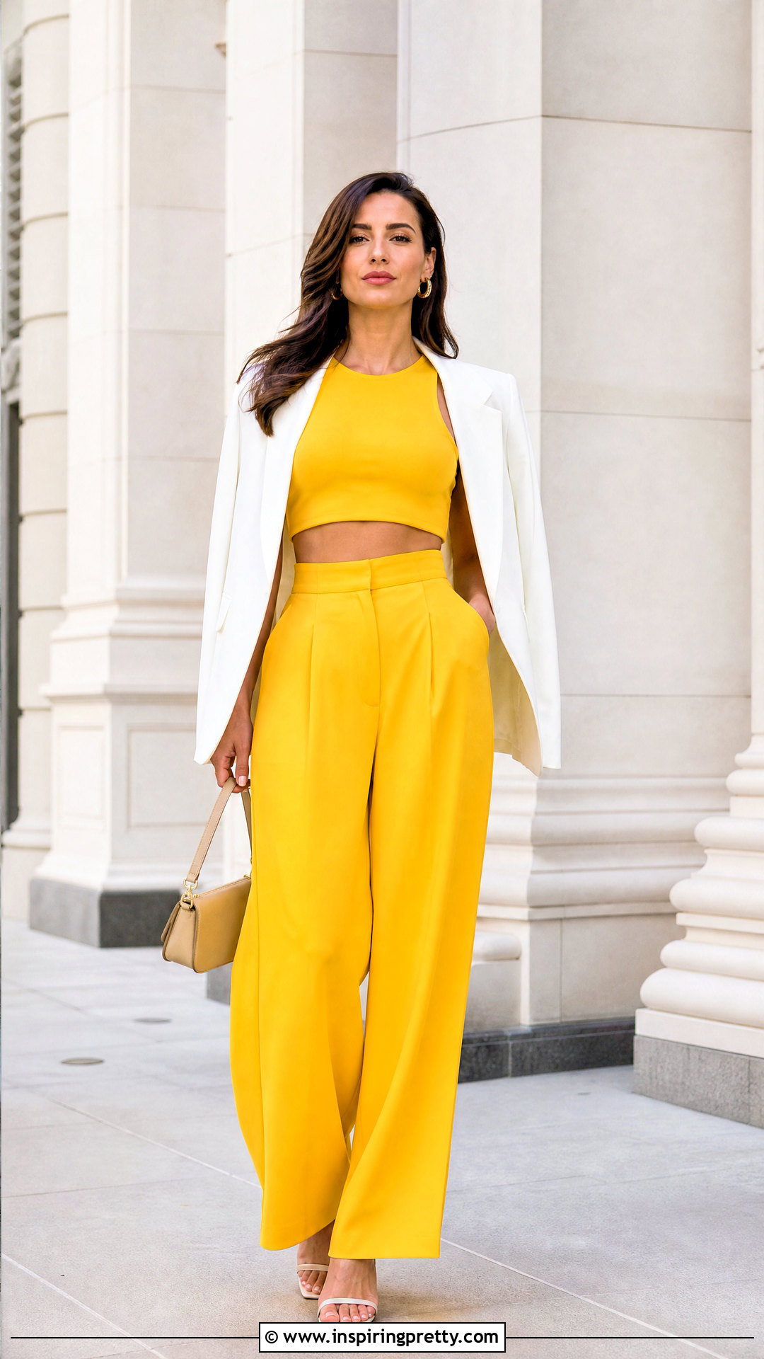 Yellow Crop Top With Matching Yellow Pants - 25 Yellow Crop Top Shirt outfit ideas