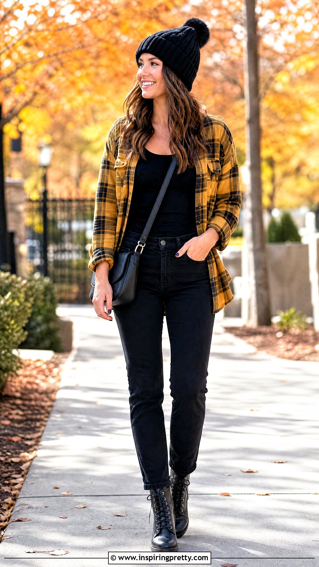Yellow Flannel Shirt With Black Jeans - 50 yellow top outfit ideas