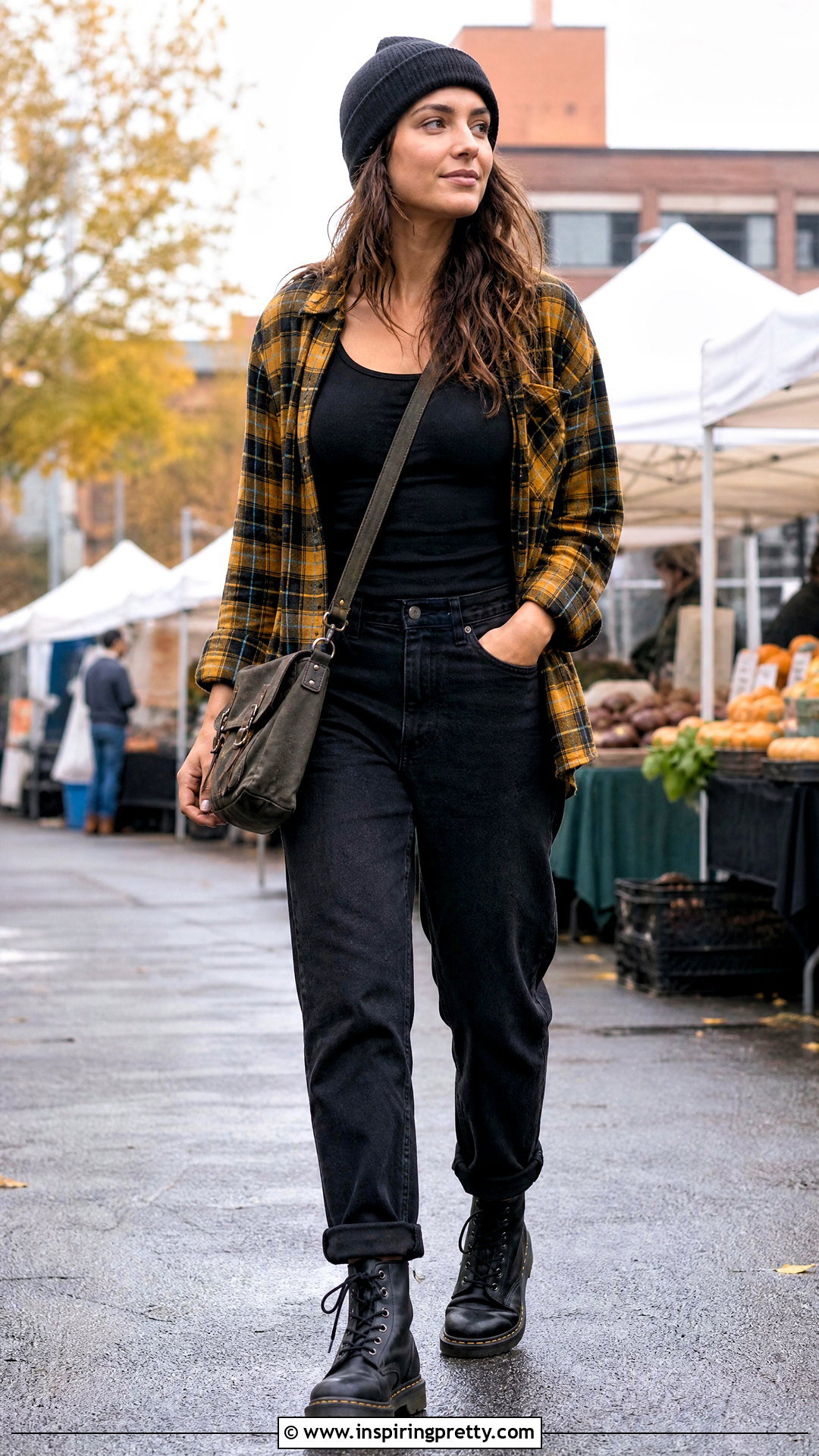 Yellow Flannel Top With Black Jeans - 50 yellow tops outfit ideas