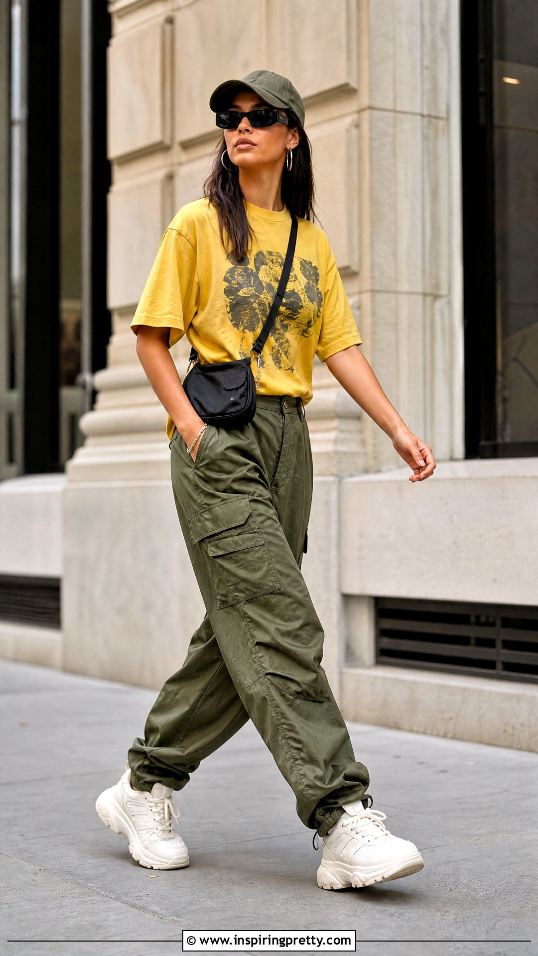 Yellow Graphic Tee With Cargo Pants - 20 Yellow Top Fashion Style outfit ideas