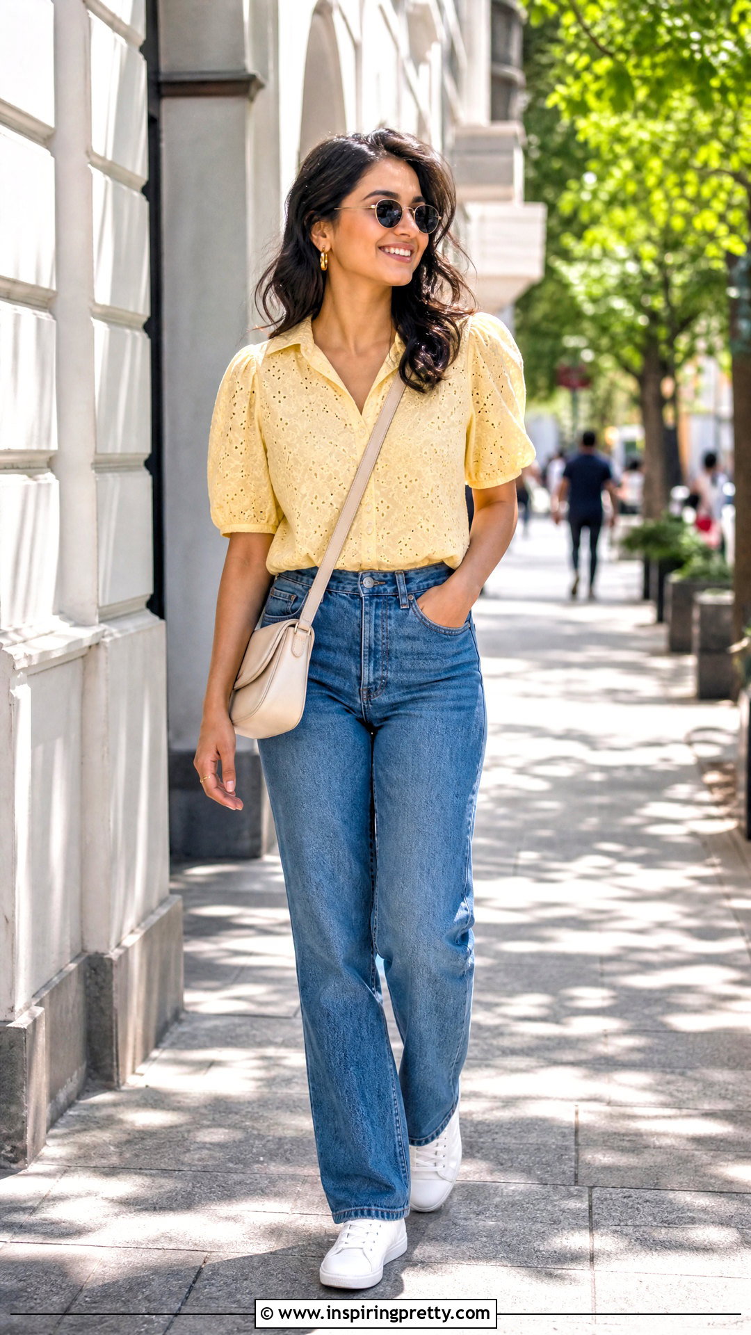 Yellow Hakoba Top With Blue Jeans - 50 hakoba tops outfit ideas