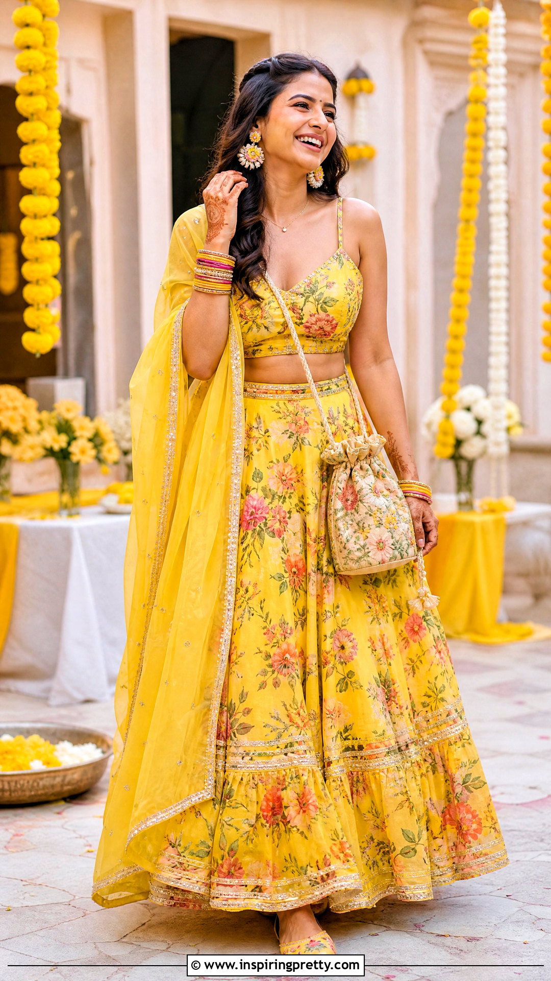 Yellow Haldi Crop Top Lehenga - 50 crop top lehenga outfit ideas