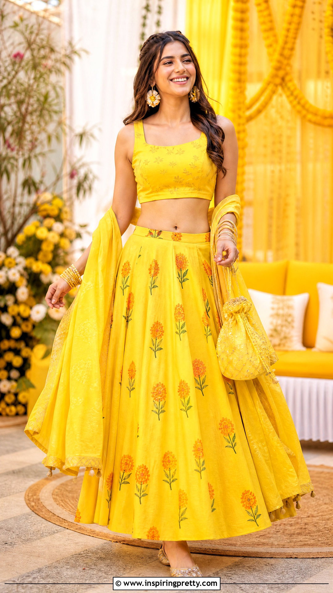 Yellow Haldi Crop Top Lehenga - 50 crop top lehenga designs