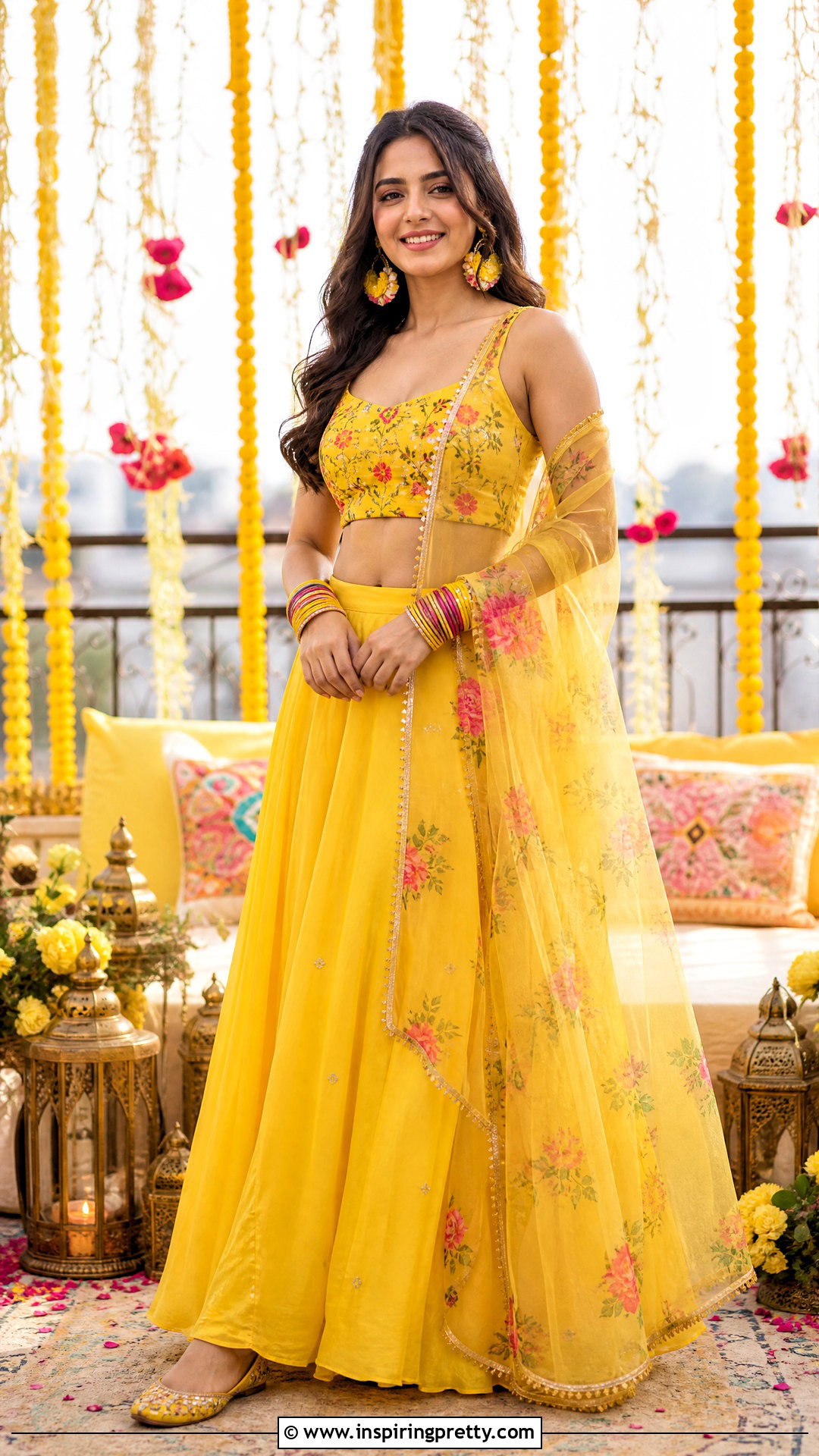 Yellow Haldi Lehenga Crop Top Outfit - 25 lahnga crop top outfit ideas