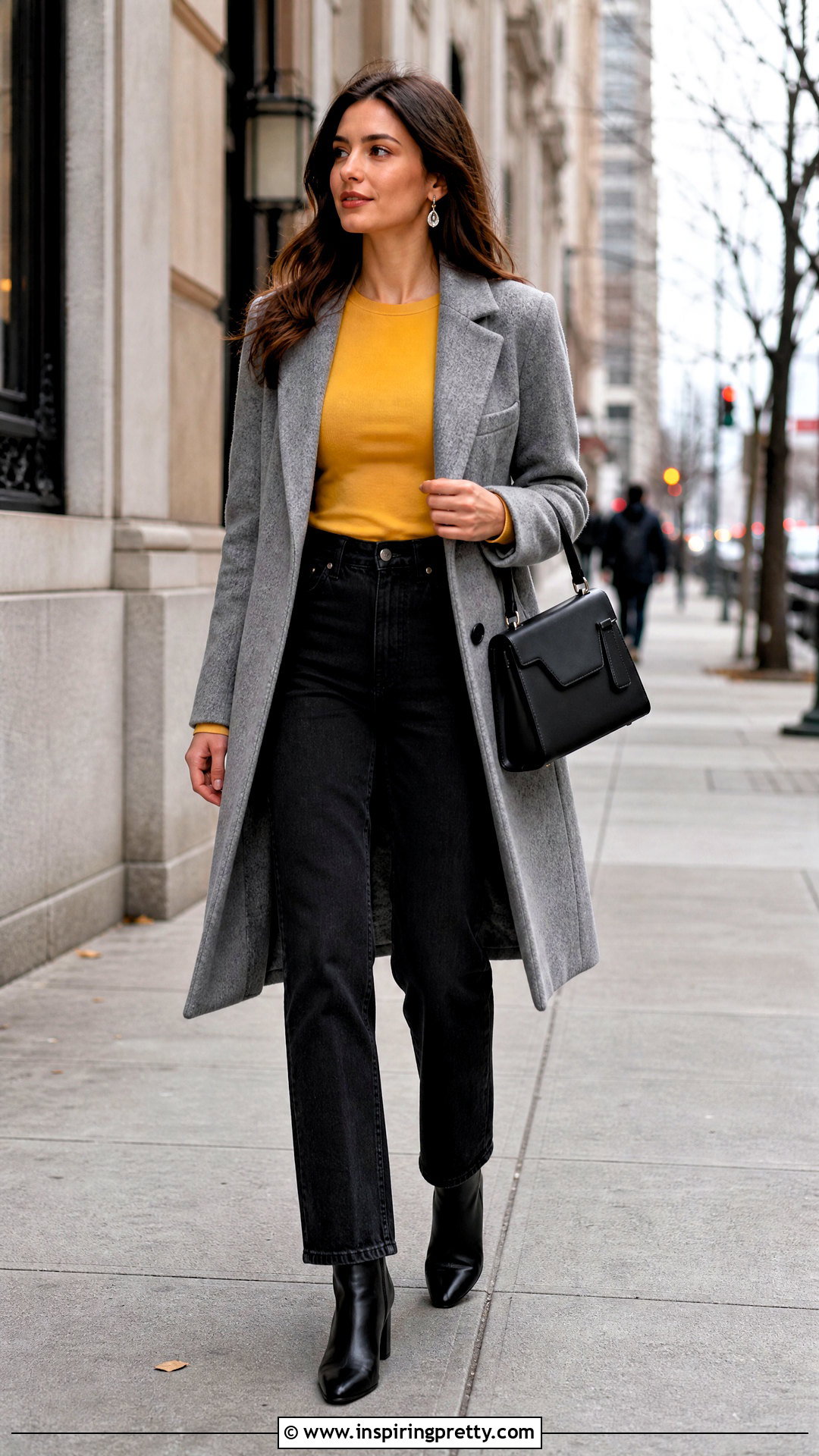 Yellow Long Sleeve Top And Black Jeans - 50 yellow top and jeans outfit ideas