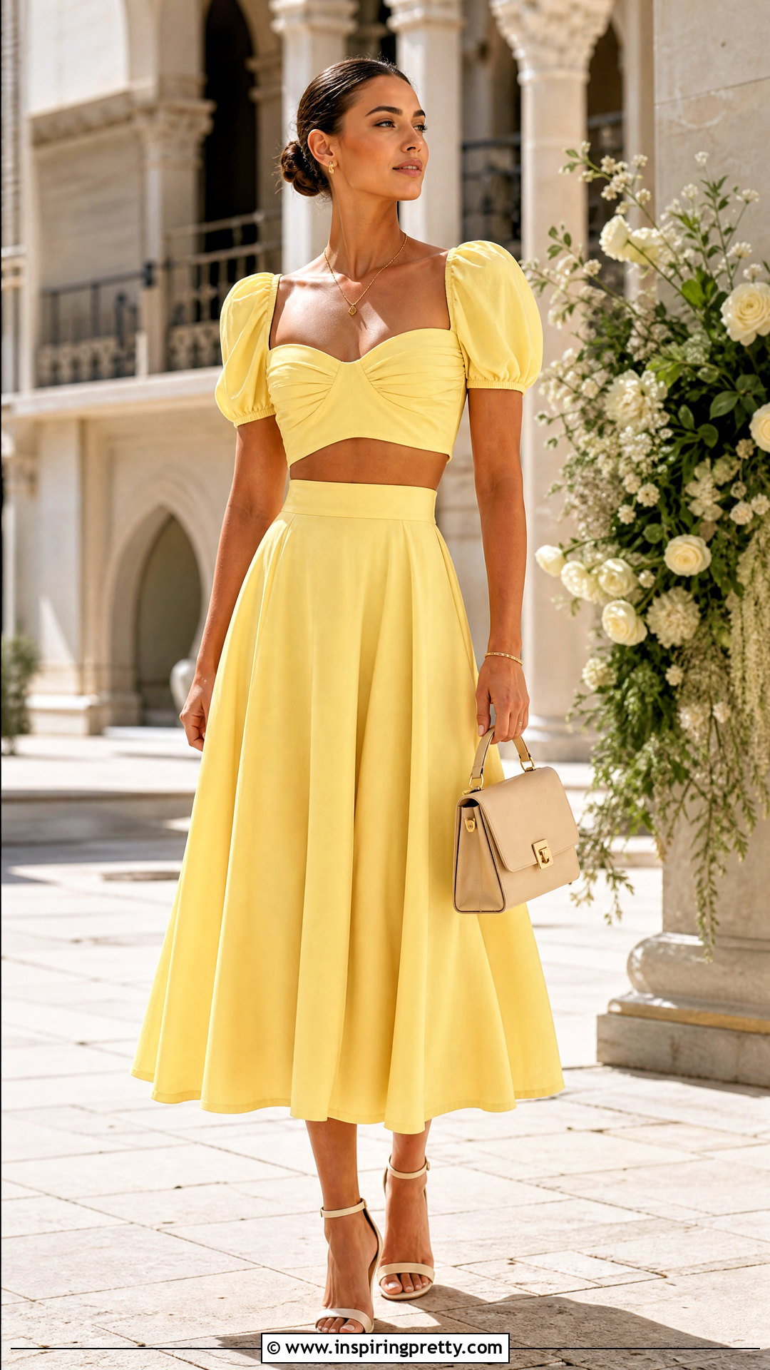 Yellow Matching Top And Skirt Set - 50 yellow top outfit ideas