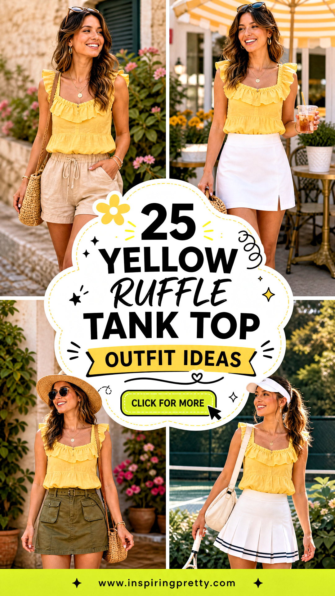 25 Yellow Ruffle Tank Top Outfit Ideas for Playful Style - 25 Yellow Ruffle Tank Top Outfit Ideas for Playful Style