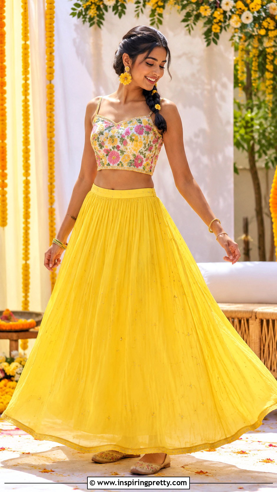Yellow Skirt And Crop Top For Haldi - 20 skirt crop top outfit indian weddings