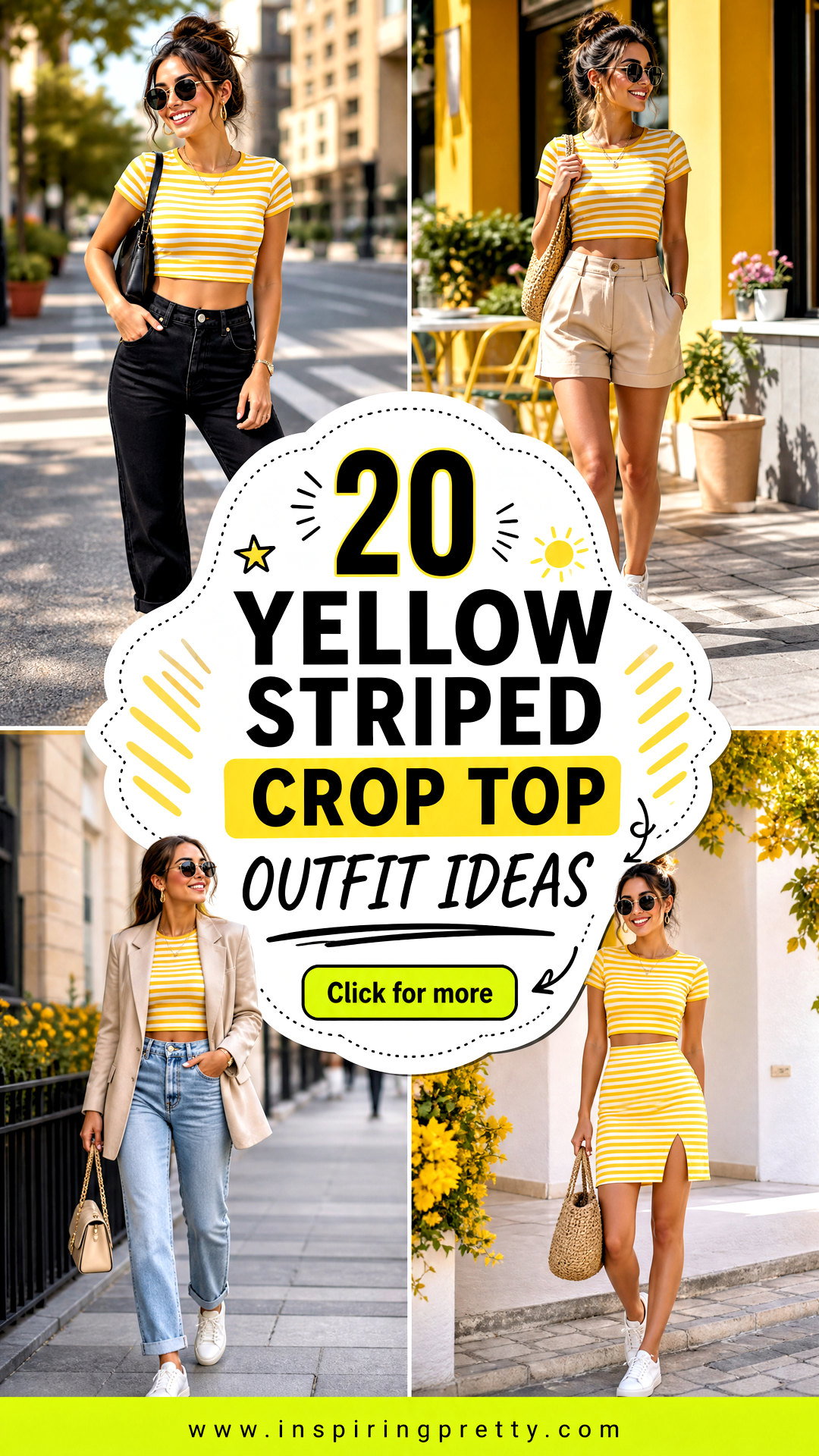 20 Yellow Striped Crop Top Outfit Ideas for Sunny Style - 20 Yellow Striped Crop Top Outfit Ideas for Sunny Style