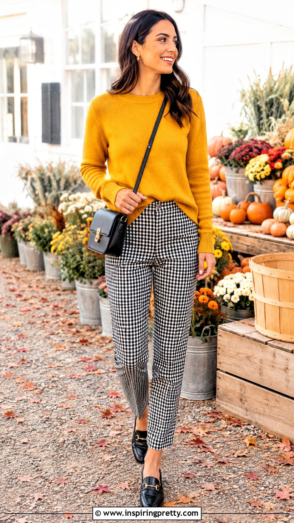 Yellow Sweater With Black And White Checkered Pants - 25 Tops To Wear With Black And White Checkered Pants