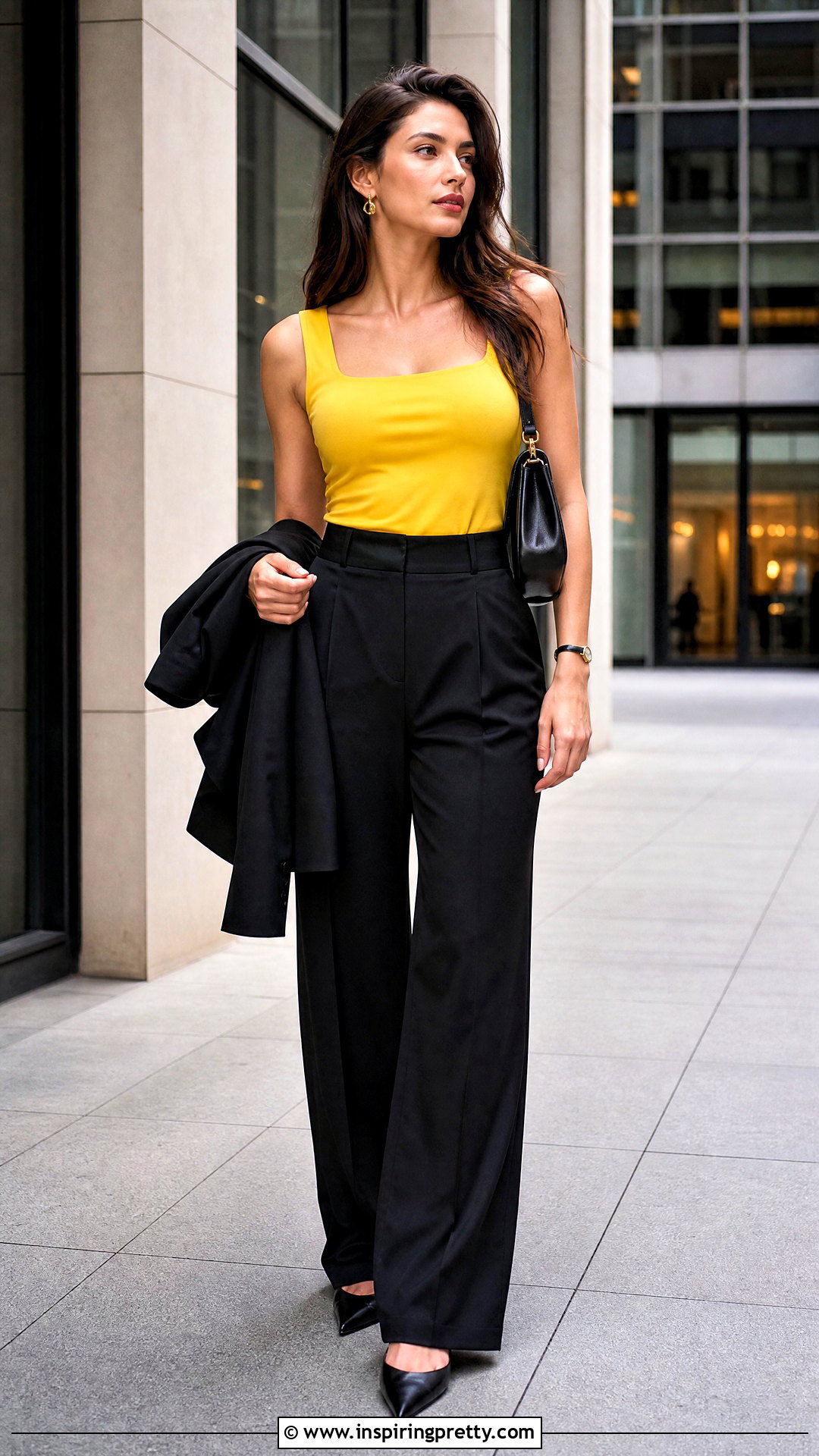 Yellow Tank Top With Black Wide Leg Pants - How To Style Yellow Tank Tops (20 Ways)