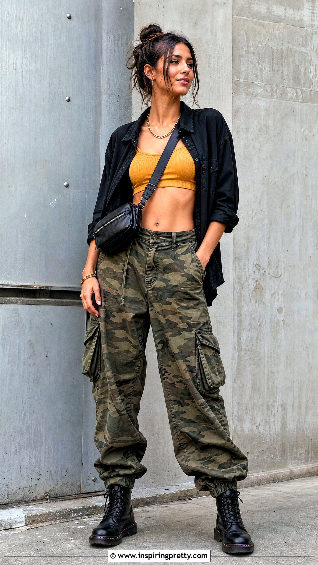 Yellow Tank Top With Camo Pants - 50 yellow tank top outfit ideas