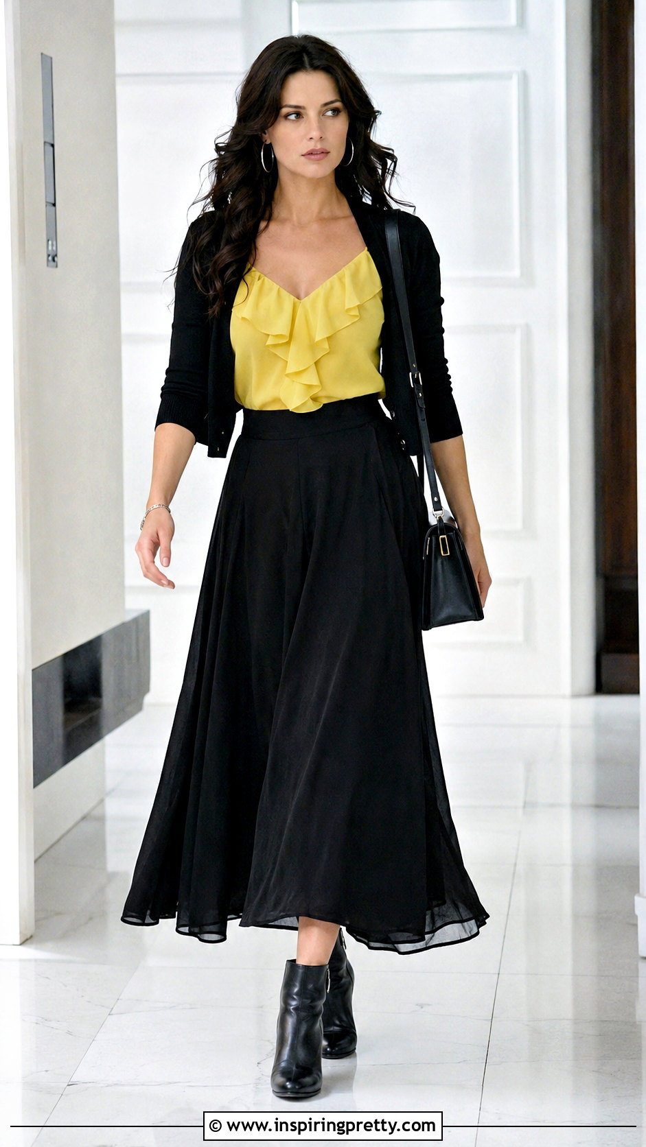 Yellow Top With Black Maxi Skirt - 25 pretty little liars yellow tops