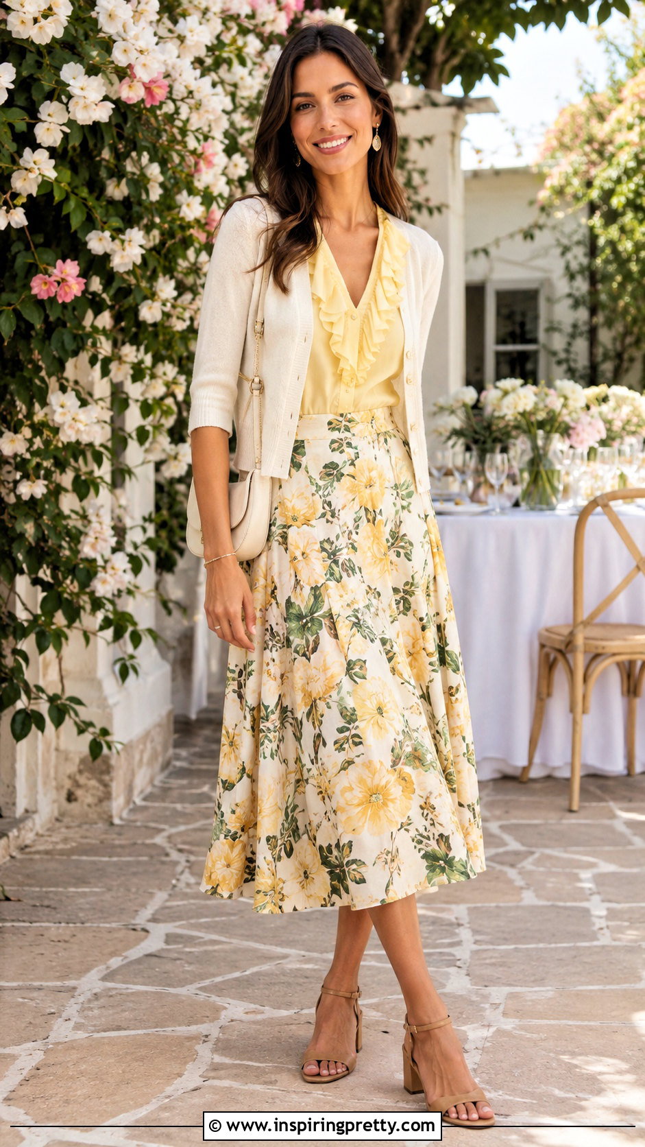 Yellow Top With Floral Midi Skirt - 25 pretty little liars yellow tops