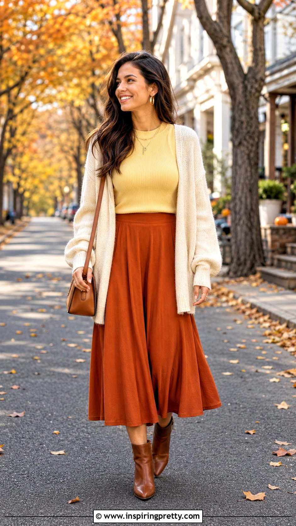 Yellow Top With Orange Midi Skirt - how to style yellow top (50 ways)