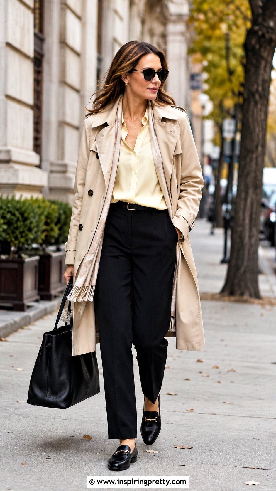 Yellow Top With Trench Coat And Trousers - how to style yellow top (50 ways)