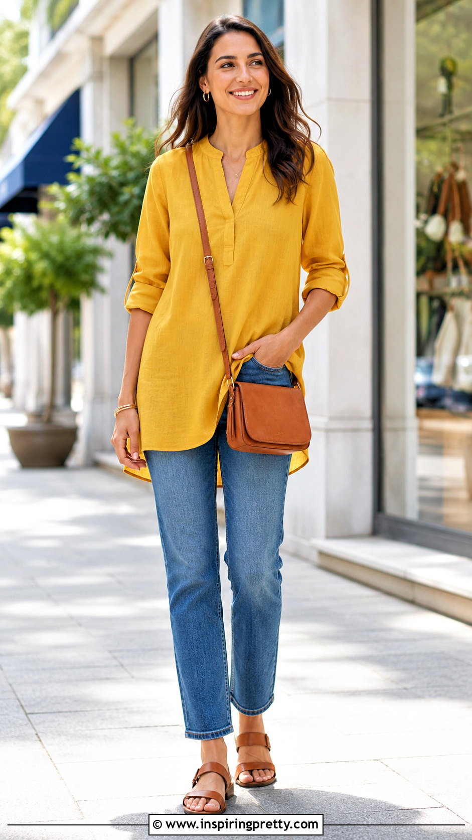 Yellow Tunic Top With Blue Jeans - 50 tunic tops with jeans