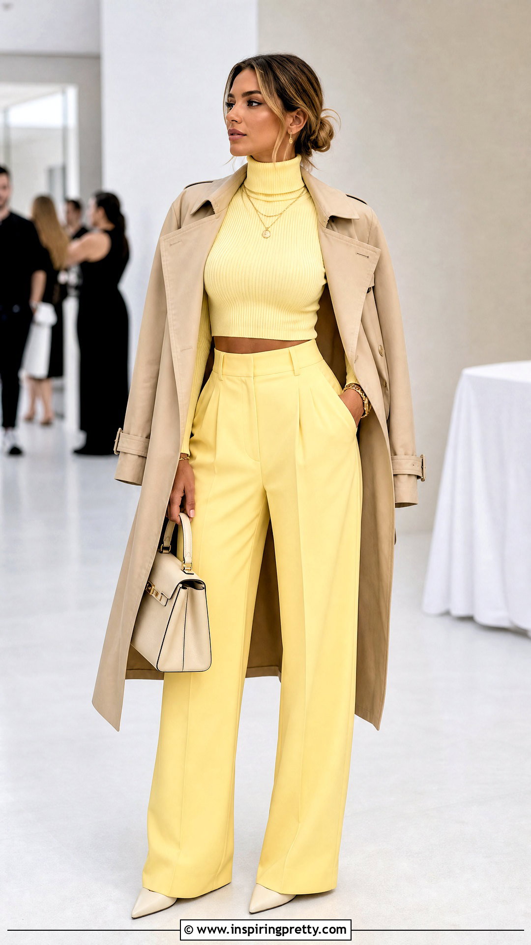 Yellow Turtleneck Crop Top With Matching Yellow Pants - 20 Yellow Turtleneck Crop Top outfit ideas
