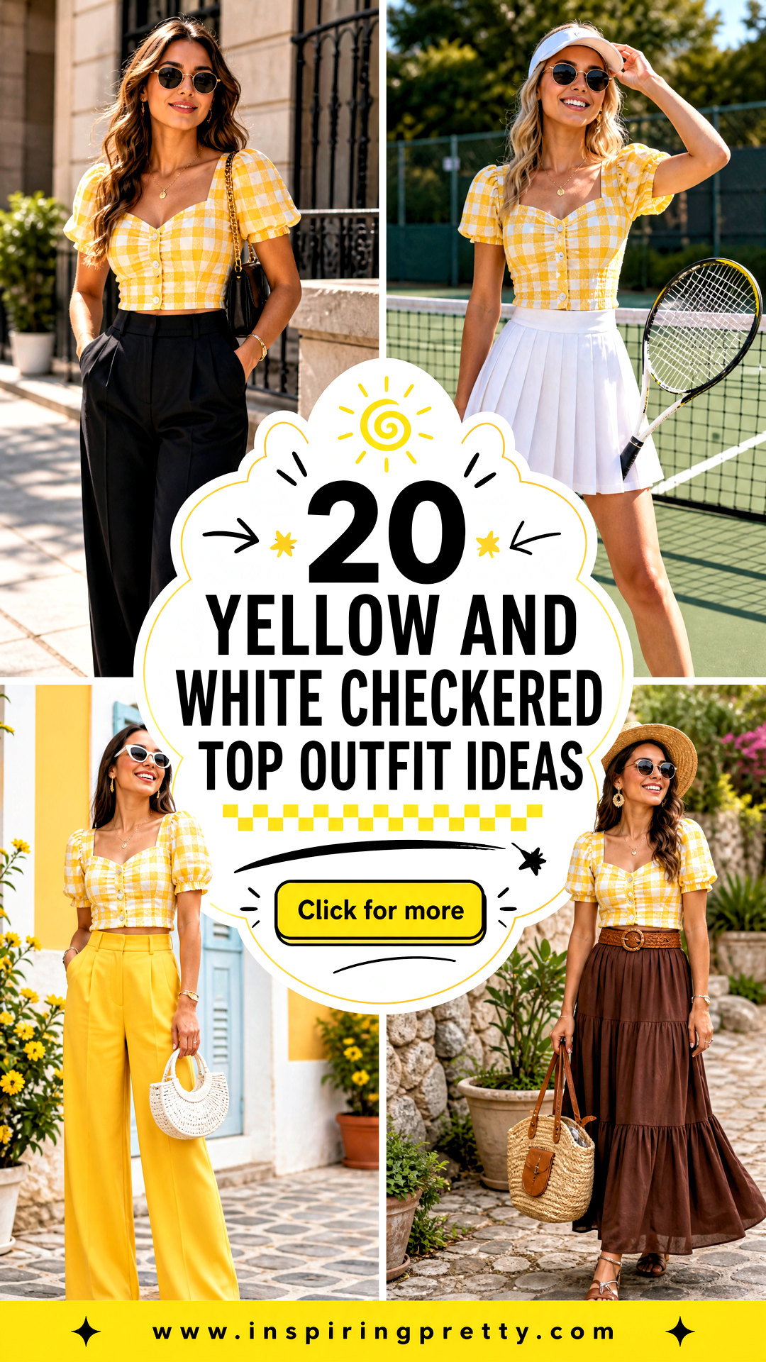 20 Yellow and White Checkered Top Outfit Ideas for Summer - 20 Yellow and White Checkered Top Outfit Ideas for Summer