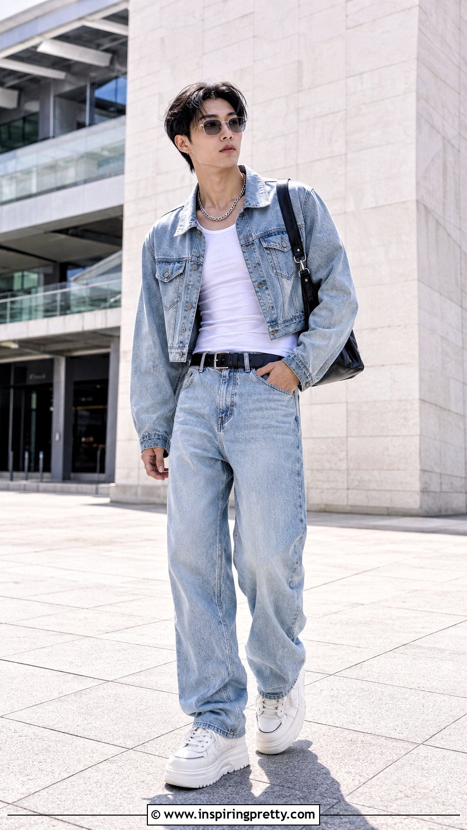 Yeonjun Denim Crop Jacket With Matching Jeans - 20 yeonjun in crop top outfit ideas