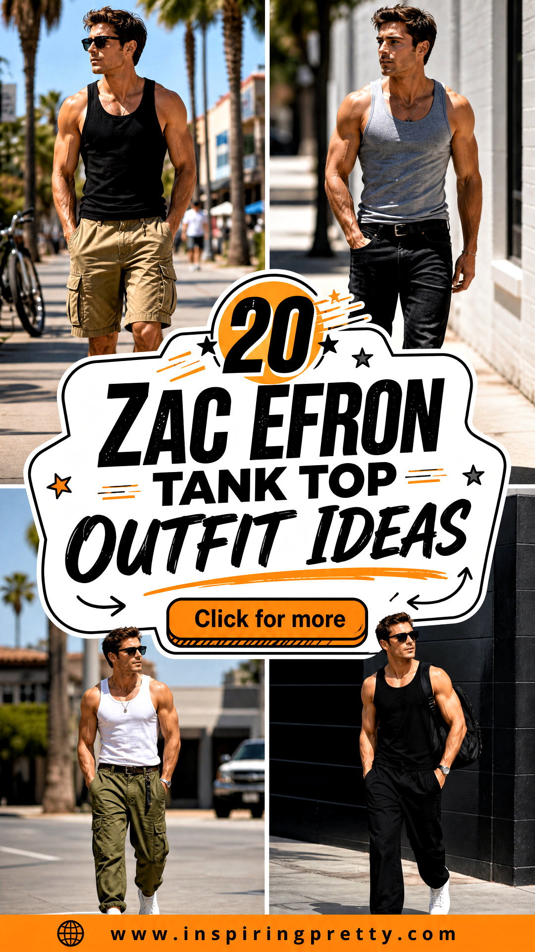 20 Zac Efron Tank Top Outfit Ideas for Sporty Summer Style - 20 Zac Efron Tank Top Outfit Ideas for Sporty Summer Style