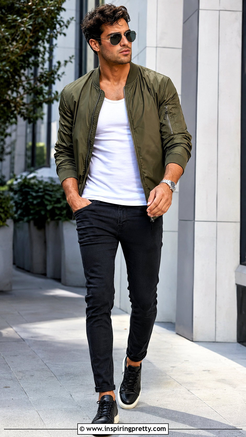Zac Efron Tank Top With Bomber Jacket - 20 zac efron tank top outfit ideas