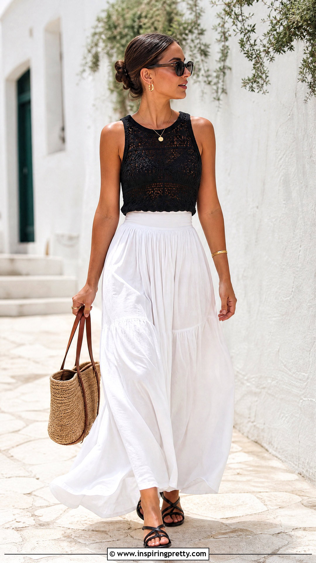 Zara Black Crochet Top With White Maxi Skirt - 20 zara black crochet top outfit ideas