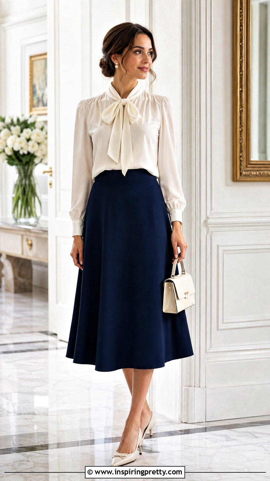 Zara Bow Top With A Line Skirt - 50 zara top outfit ideas