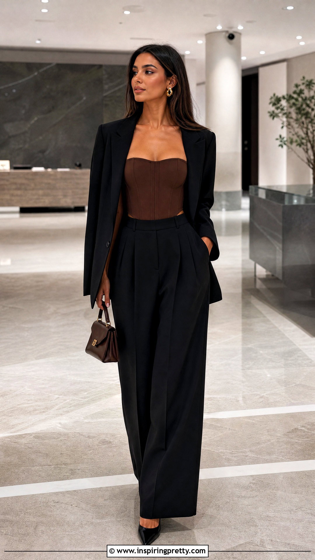 Zara Brown Corset Top With Black Trousers - 25 Zara Brown Corset Top outfit ideas