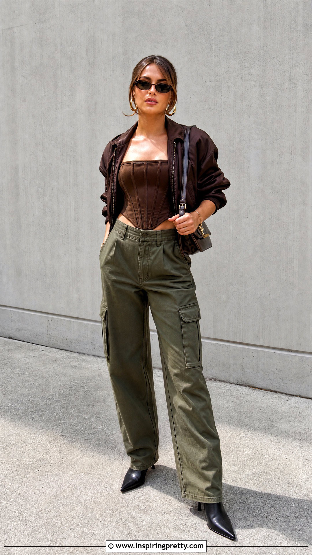 Zara Brown Corset Top With Cargo Pants - 25 Zara Brown Corset Top outfit ideas