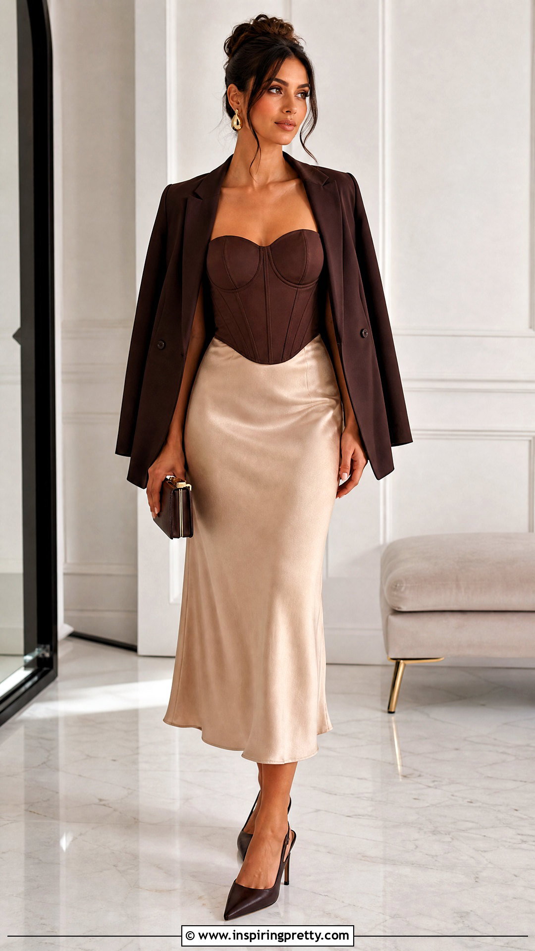 Zara Brown Corset Top With Satin Midi Skirt - 25 Zara Brown Corset Top outfit ideas