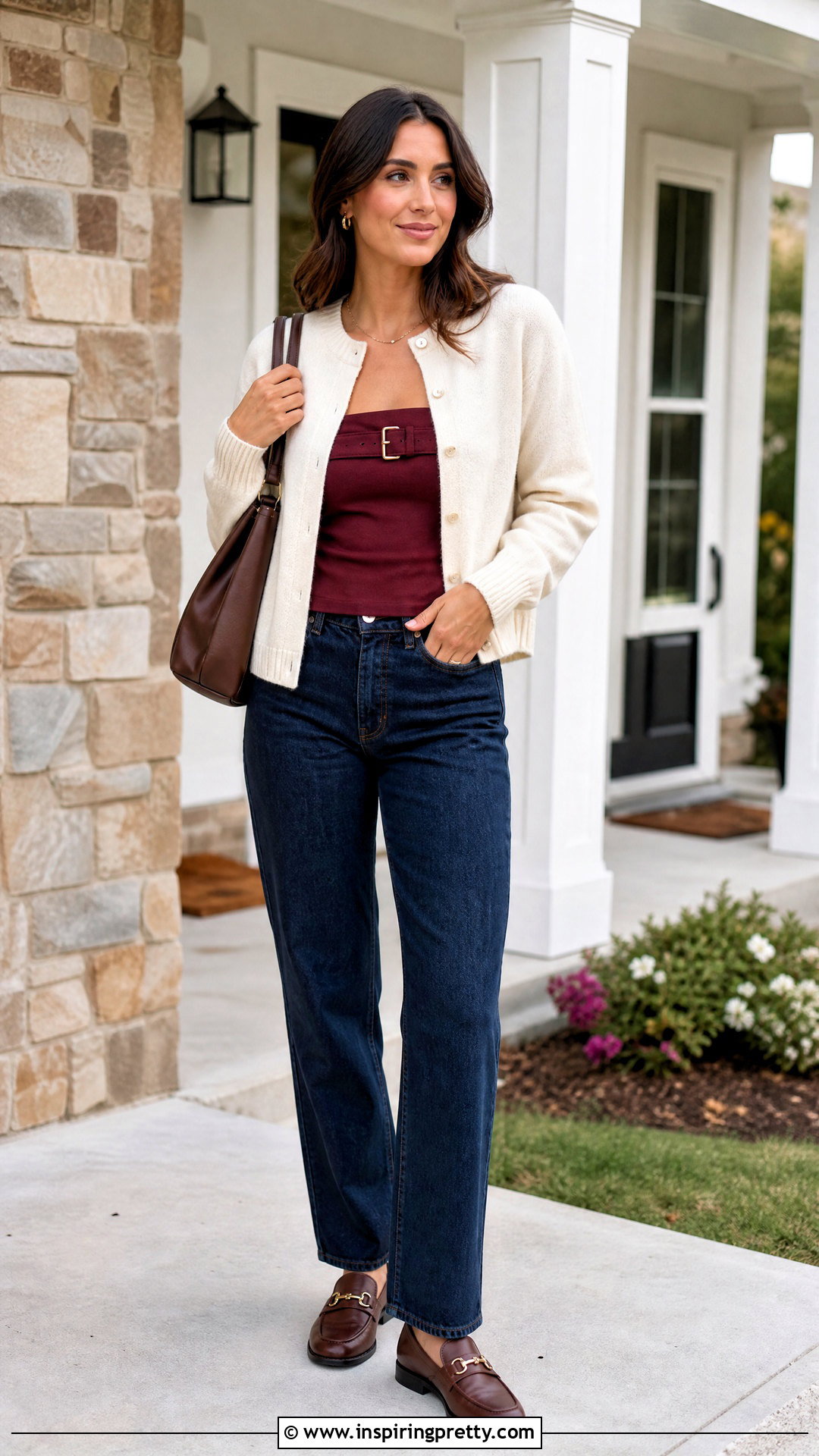 Zara Buckle Top With Cardigan And Straight Jeans - 25 zara buckle top outfit ideas