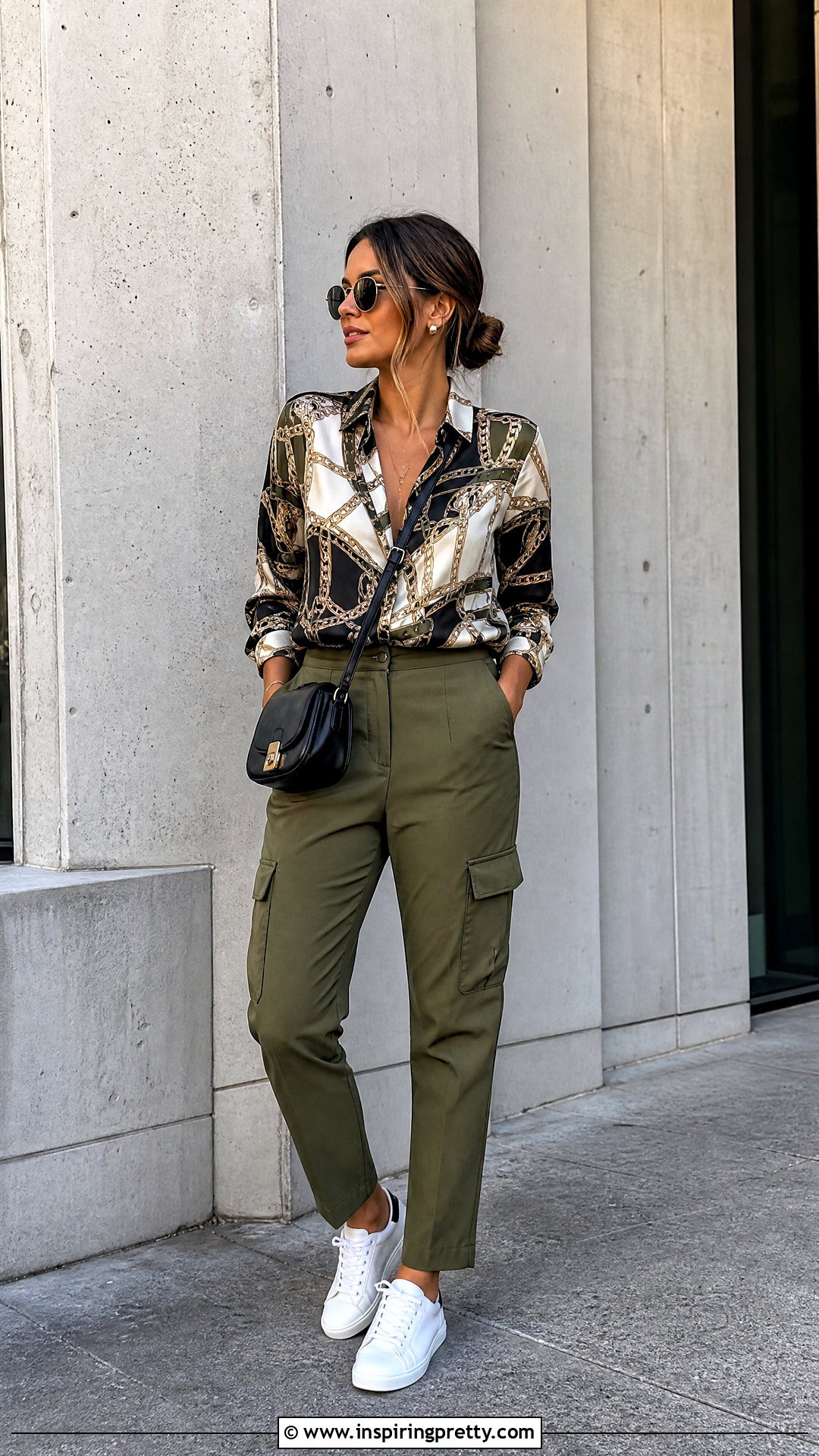 Zara Chain Print Top With Cargo Pants - 20 Zara Chain Print Top outfit ideas