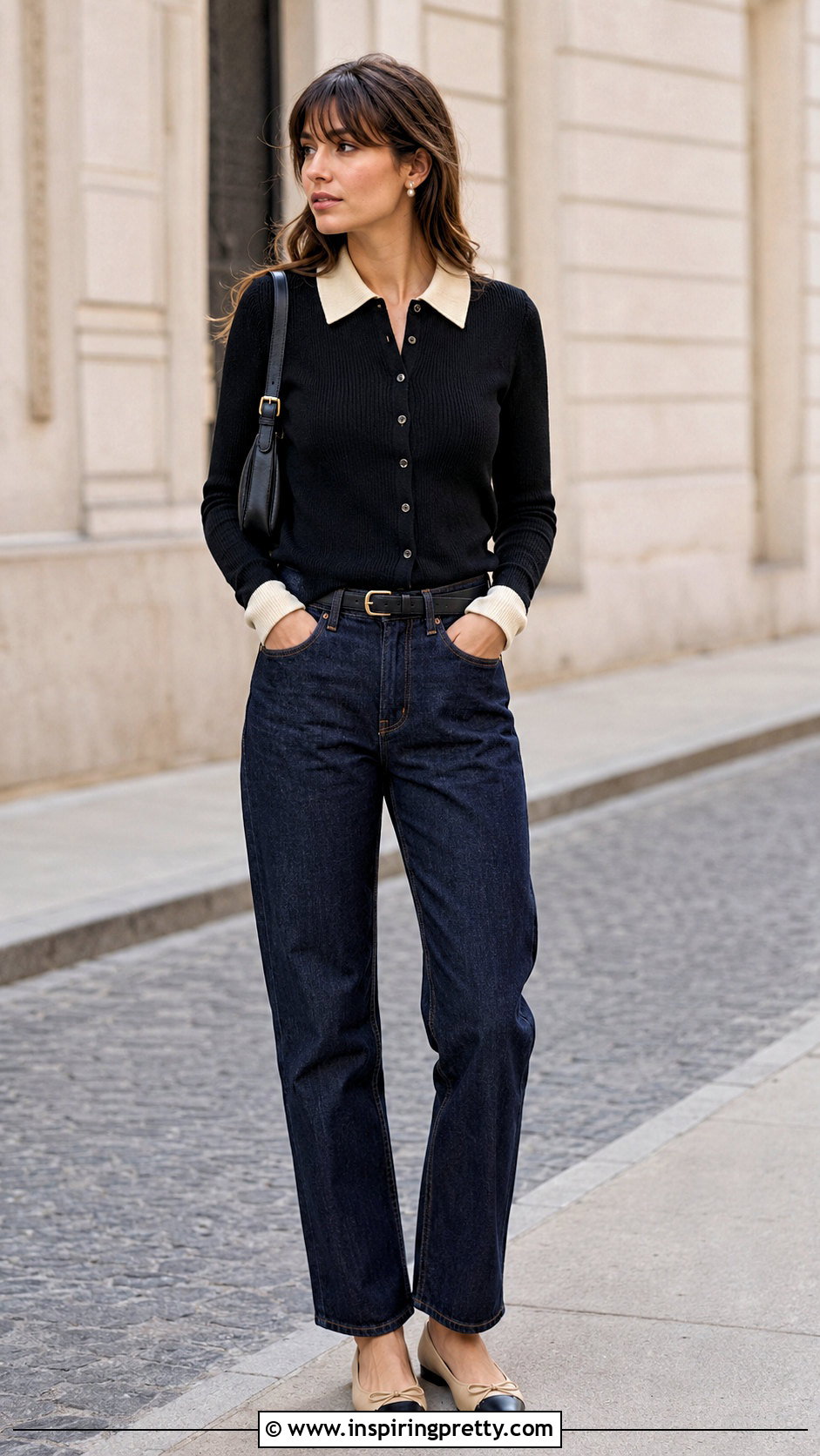 Zara Contrast Collar Cardigan With Straight Jeans - 20 preppy tops from zara ideas