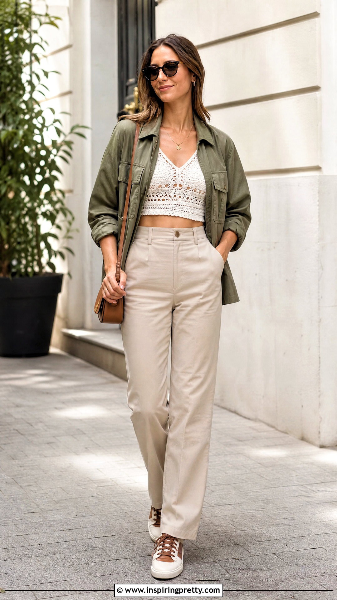 Zara Crochet Crop Top With Utility Jacket And Trousers - 25 zara crochet crop top outfit ideas