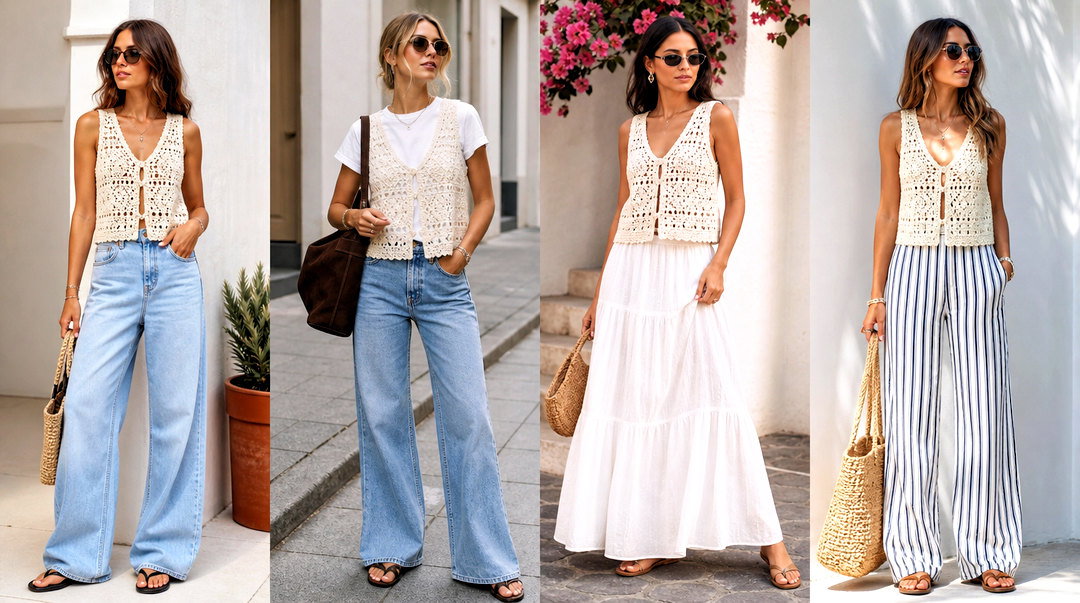 20 Zara Crochet Vest Top Outfit Ideas for Chic Layering