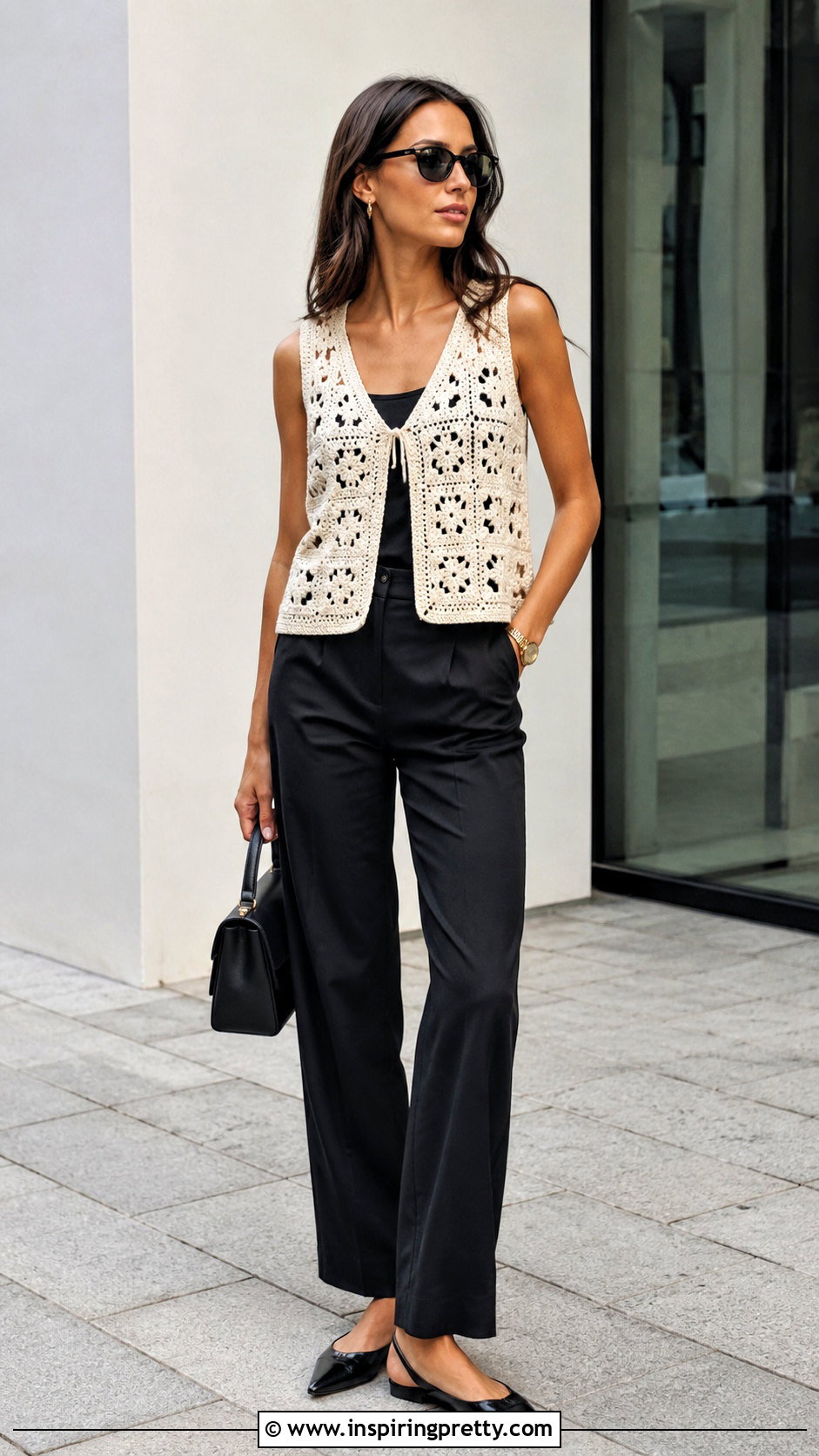 Zara Crochet Vest Top With Black Trousers - 20 zara crochet vest top outfit ideas