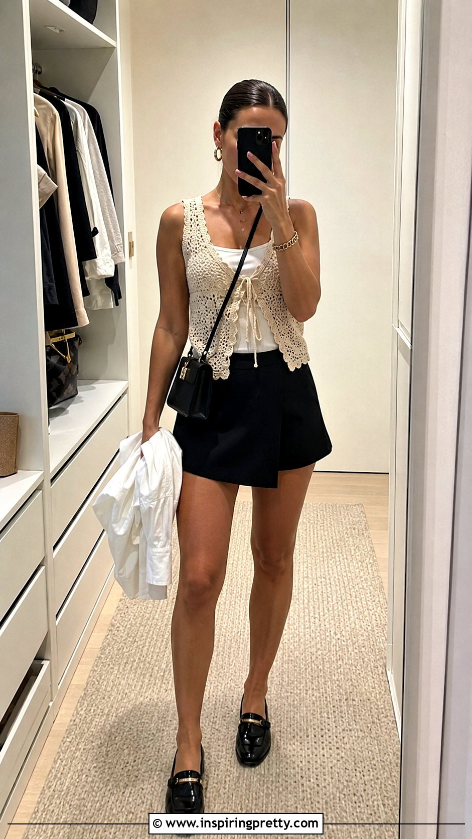 Zara Crochet Vest Top With a Mini Skirt - 20 zara crochet vest top outfit ideas